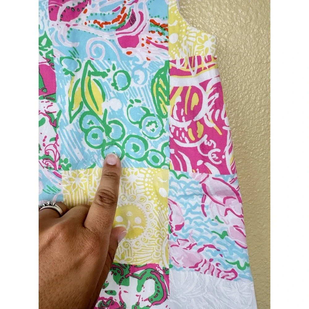 Lilly Pulitzer Girls 2 Patchwork Shift Dress Toddler Sleeveless Zip Back Cotton